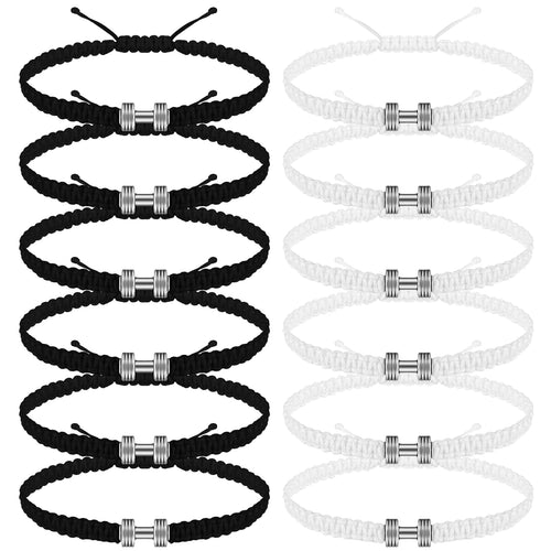 Zeyune 12 Pcs Woven Dumbbell Bracelet Black White Fitness Motivational Dumbbell Charm Adjustable Bracelet Dumbbell Bracelet for Men Women Bracelet Gym Yoga Bracelet Fitness Sports Fitness Gift